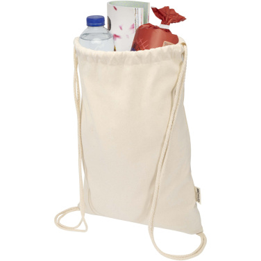 Logo trade promotional gifts image of: Oregon Blend 140 g/m² GRS recycled drawstring bag 5L