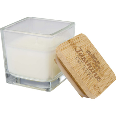 Logo trade promotional giveaways image of: Ambra square glass candle with bamboo lid