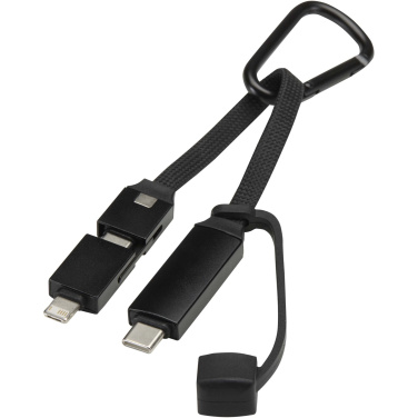 Logo trade promotional giveaway photo of: Algieba 65W 3-in-1 recycled aluminium charging cable with carabiner