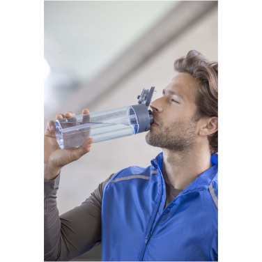 Logotrade promotional giveaway image of: Theron 700 ml RCS recycled plastic water bottle with dual function lid and flip straw