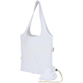 Madras Blend 140 g/m² GRS recycled foldable cotton tote bag 7L, White
