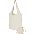 Madras Blend 140 g/m² GRS recycled foldable cotton tote bag 7L, Natural