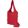 Madras Blend 140 g/m² GRS recycled foldable cotton tote bag 7L, Red