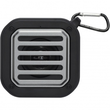 Logo trade ärikingi pilt: Solo 3W IPX5 RCS taaskasutatud plastikust päikeseenergia Bluetooth® kõlar karabiiniga 