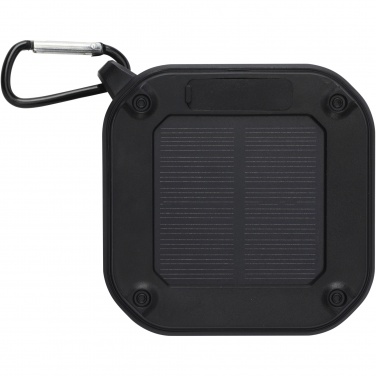 Logotrade reklaamkingi foto: Solo 3W IPX5 RCS taaskasutatud plastikust päikeseenergia Bluetooth® kõlar karabiiniga 