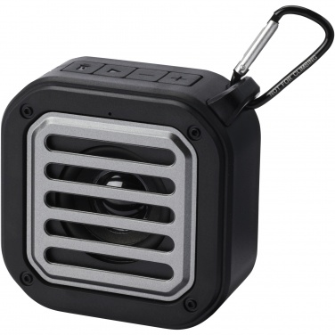 Logotrade ärikingi foto: Solo 3W IPX5 RCS taaskasutatud plastikust päikeseenergia Bluetooth® kõlar karabiiniga 