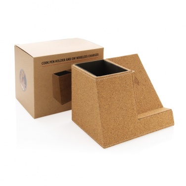 Logo trade firmakingituse pilt: Korgist pliiatsihoidja ja 5W juhtmevaba laadija