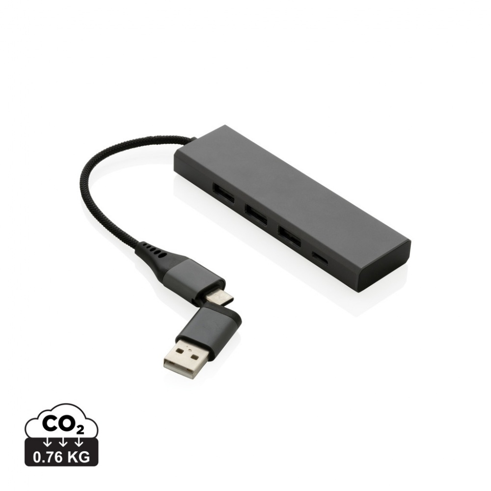 Logo trade reklaamtoote pilt: Terra RCS taaskasutatud alumiiniumist jaotur 3 USB-pordiga