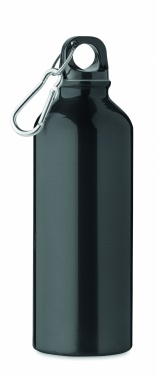 Logotrade ärikingituse foto: Taaskasutatud alumiiniumist valmistatud ühekordse seinaga joogipudel 500 ml karabiiniga