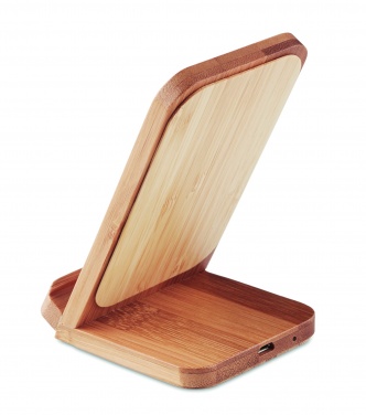 Logo trade reklaamkingi pilt: Bambusest juhtmevaba laadimisalus 5W WIRESTAND