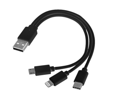 Logo trade firmakingituse pilt: 3-ühes USB-kaabel c-tüüpi + mikro-USB + välk