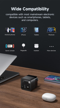 Logo trade reklaamkingituse pilt: Urban Vitamin Mendocino 65W GaN laadija sissetõmmatav kaabel