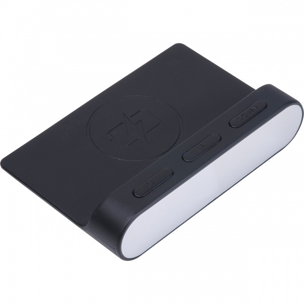 Logo trade reklaamkingituse pilt: Äratuskell ja juhtmevaba laadija ADELAIDE