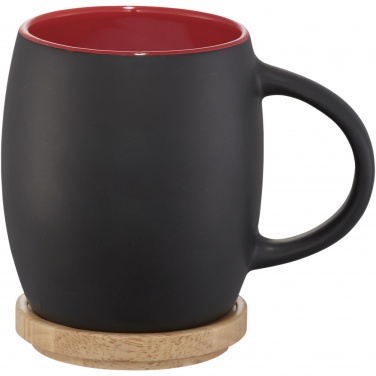 Logotrade liikelahja mainoslahja kuva: Heart 400 ml keraaminen muki puisella kannella/alustalla