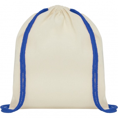 Logotrade mainoslahjat kuva: Oregon-reppu kiristysnyörillä ja värikkäillä naruilla, 100 g/m² 5L