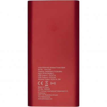 Logotrade mainoslahja tuotekuva: Juice 8000 mAh:n langaton varavirtalähde