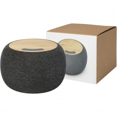Logo trade mainostuote kuva: Ecofiber bambusta ja RPET-muovista valmistettu Bluetooth® -kaiutin ja langaton latausalusta