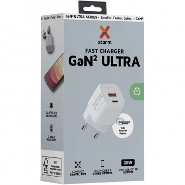 Logotrade mainoslahja tuotekuva: Xtorm XEC020 GaN²Ultra 20 W seinälaturi
