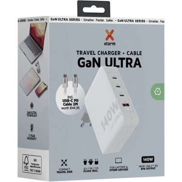 Logo trade mainoslahjat tuotekuva: Xtorm XVC2140 GaNUltra 140 W matkalaturi 240 W USB-C PD -kaapelilla