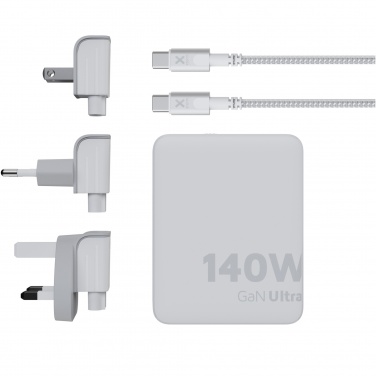 Logo trade liikelahjat mainoslahjat kuva: Xtorm XVC2140 GaNUltra 140 W matkalaturi 240 W USB-C PD -kaapelilla