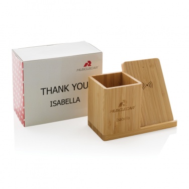 Logotrade mainoslahja ja liikelahja kuva: Calgary bambuinen 10W langaton laturi