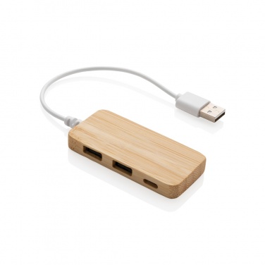 Logo trade mainostuotet tuotekuva: Bambuinen USB tyypin C hub