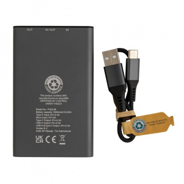 Logo trade mainoslahjat ja liikelahjat kuva: Terra RCS virtapankki 5000mAh kierrätetystä alumiinista