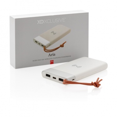 Logo trade liikelahja mainoslahja tuotekuva: Aria 8000 mAh 5 W:n langaton varavirtalähde