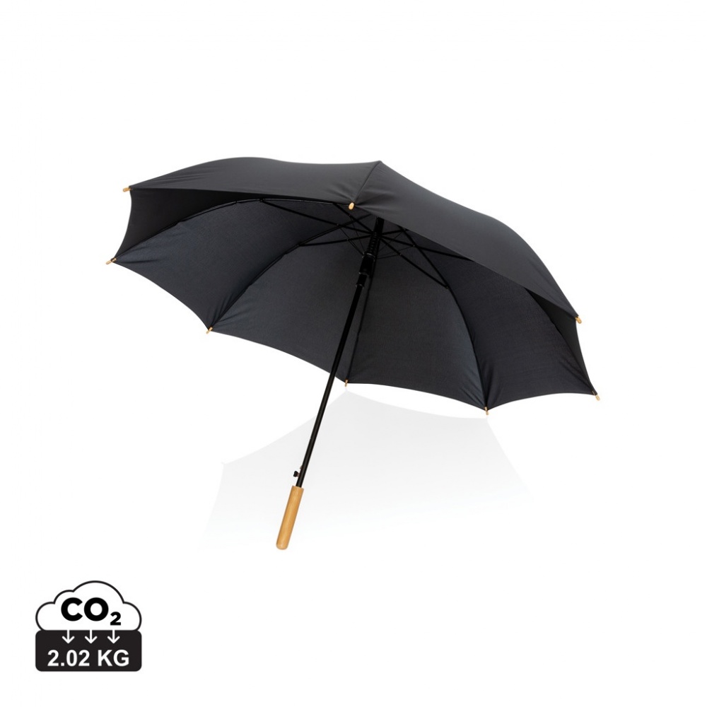 Logotrade mainoslahjat ja liikelahjat tuotekuva: 27" Impact AWARE™ RPET 190T auto-open bambusateenvarjo