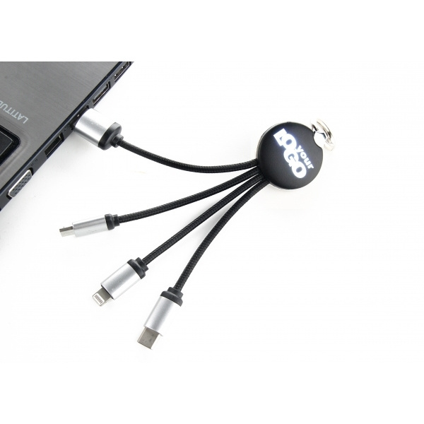 Logotrade liikelahjat kuva: 3in1-kaapeli, jossa valaistu logo kaiverrukseen, RXD-368