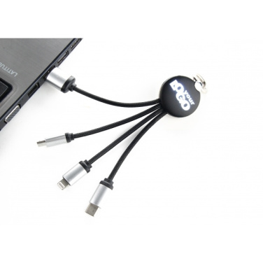 Logo trade mainostuotet tuotekuva: 3in1-kaapeli, jossa valaistu logo kaiverrukseen, RXD-368