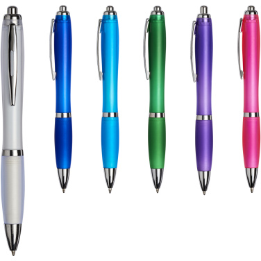 Logo trade liikelahja mainoslahja tuotekuva: Curvy ballpoint pen with frosted barrel and grip