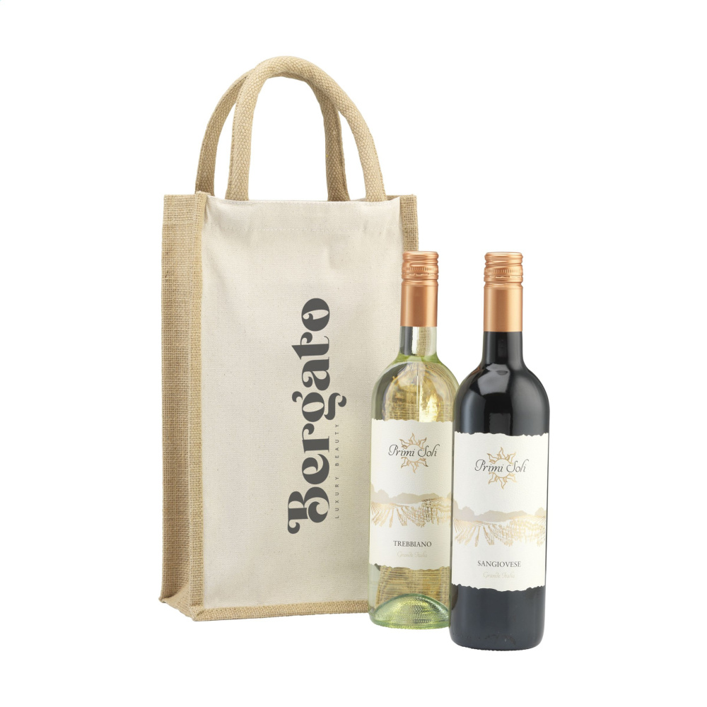 Logo trade liikelahja mainoslahja tuotekuva: Juuttikangas Double Wine Bag