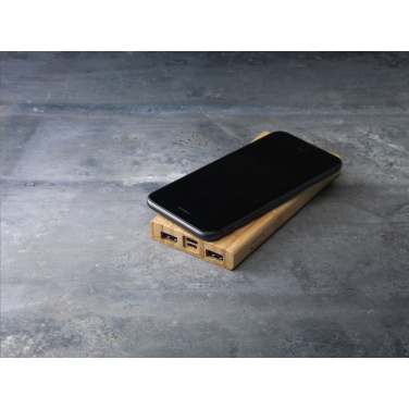Logo trade liikelahjat tuotekuva: Bamboo 8000 Wireless Powerbank langaton laturi