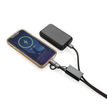 Logotrade liikelahja mainoslahja kuva: Terra RCS rPET -puhelinjohto, jossa on kaksoislatauskaapeli