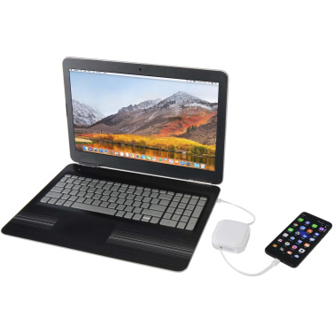 Logotrade mainoslahjat ja liikelahjat tuotekuva: Gloas 5-in-1-kierrätysmuovinen, sisäänvedettävä datasynkronointi- ja 100 W:n pikalatauskaapeli älypuhelimen työkalusarjalla