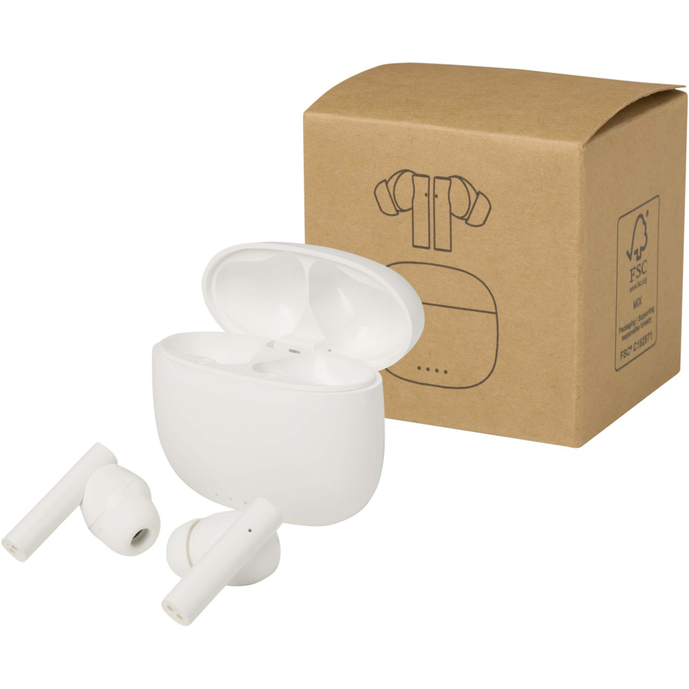 Logotrade mainoslahjat kuva: Alterf kierrätysmuovista valmistetut langattomat True Wireless Bluetooth® -kuulokkeet silikonisilla korvasovittimilla