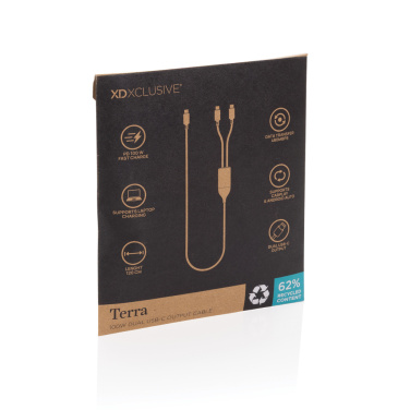 Logo trade mainoslahja kuva: Terra 100 W RCS -kaapeli, kaksi USB-C-liitäntää