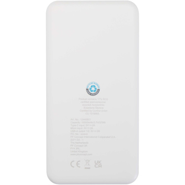 Logotrade firminės dovanos nuotrauka: „Intan“ 10 000 mAh 10 W perdirbto plastiko išorinė baterija