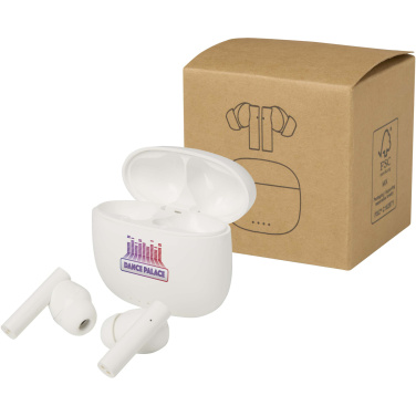 Logotrade dovana nuotrauka: „Alterf“ perdirbto plastiko „True Wireless Bluetooth®“ ausinės su silikoniniais ausų antgaliais