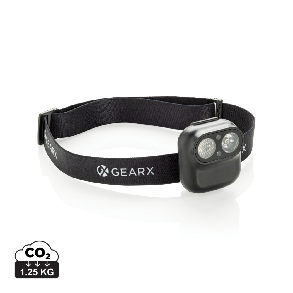 Logotrade reklaminės dovanos nuotrauka: „Gear X RCS“ plastikinis galvos žibintuvėlis su judesio jutikliu
