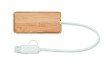 Logotrade korporatīvās dāvanas foto: Bambusa USB 3 portu centrmezgls