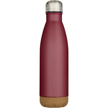 Logotrade dāvanas foto: Cove 500 ml dubultsienu vakuuma izolēta nerūsējošā tērauda ūdens pudele ar korķa detaļām