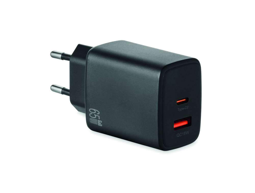 Logotrade dāvanas foto: ES 2 polu sienas adapteris/lādētājs