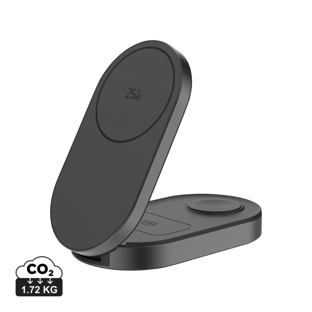 Logotrade dāvanas foto: Quantum īpaši ātrs 3-in-1 25W salokāms bezvadu lādētājs