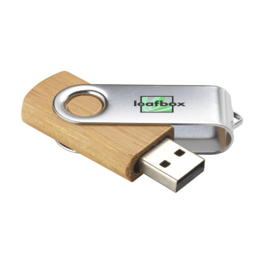 Лого трейд pекламные подарки фото: USB Twist Bamboo со склада 16 ГБ