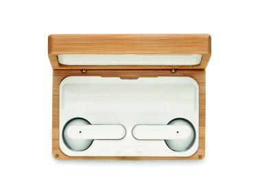 Логотрейд pекламные продукты картинка: TWS earbuds in bamboo case