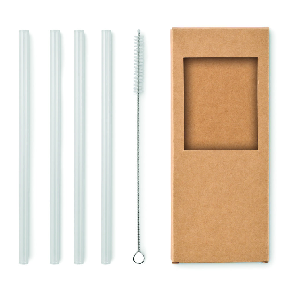 Лого трейд бизнес-подарки фото: 4 reusable glass straws