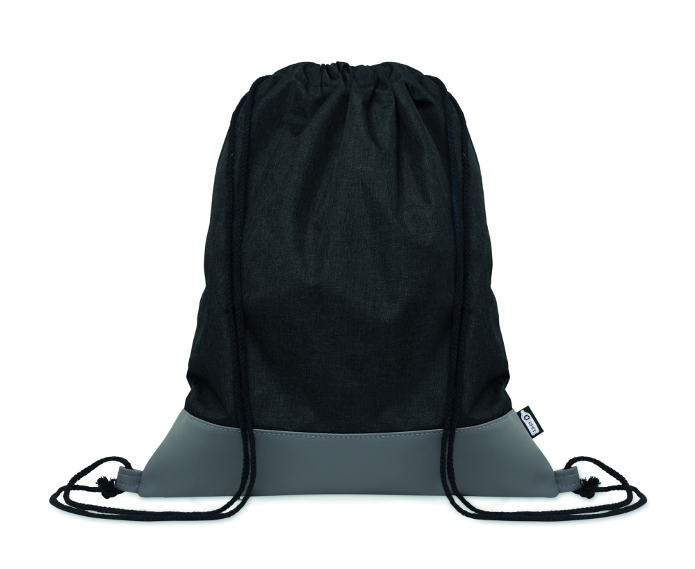 Логотрейд pекламные подарки картинка: RPET PU drawstring bag 2 tone