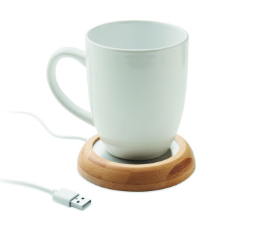Лого трейд pекламные продукты фото: Bamboo mug warmer with USB